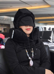 Travel hoodie Pillow with built in sleep mask